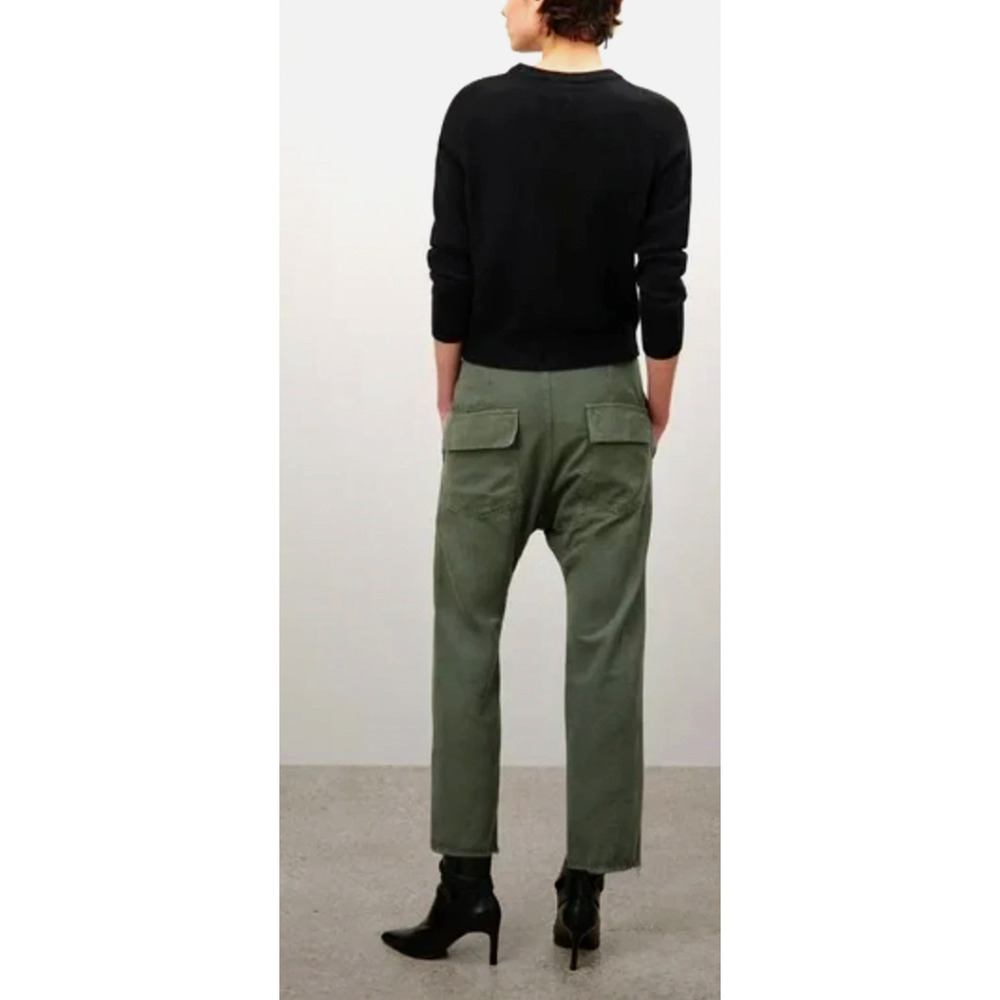 Nili Lotan 00 Slouchy Linen $380 Luna Pants Drop Crotch Cropped Army Green 0 2 4 - Picture 3 of 11